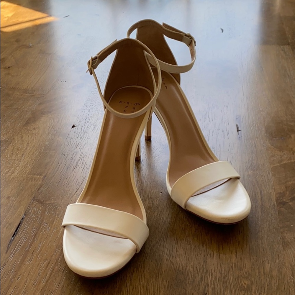 White Ankle Strap Heels Size 9
